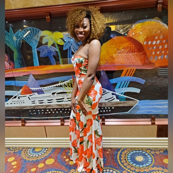 Floral, strapless, Maxi Dress - Picture 4 of 6